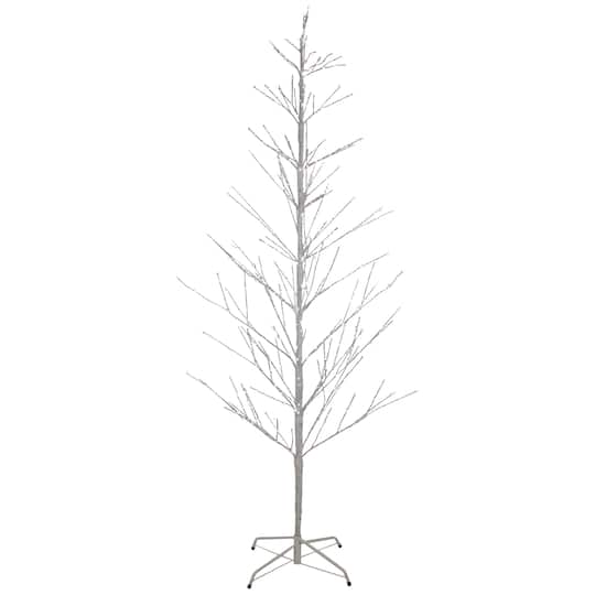 6ft. Pre-Lit White Birch Twig Artificial Tree, Pure White LED Lights